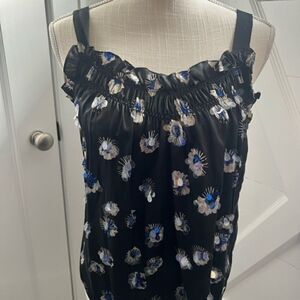 REBECCA TAYLOR Size 0 Gorgeous Tank w Grosgrain Straps Gorgeous Det. Black Back​